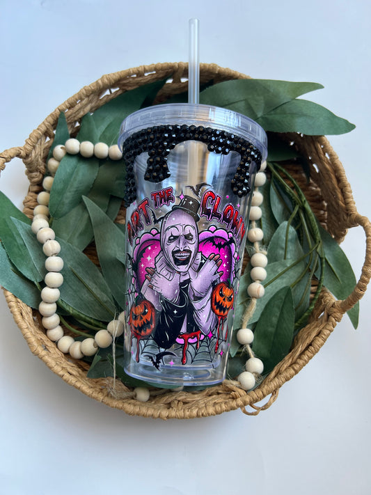 16oz Clown Clear Tumbler w/Bling Drip