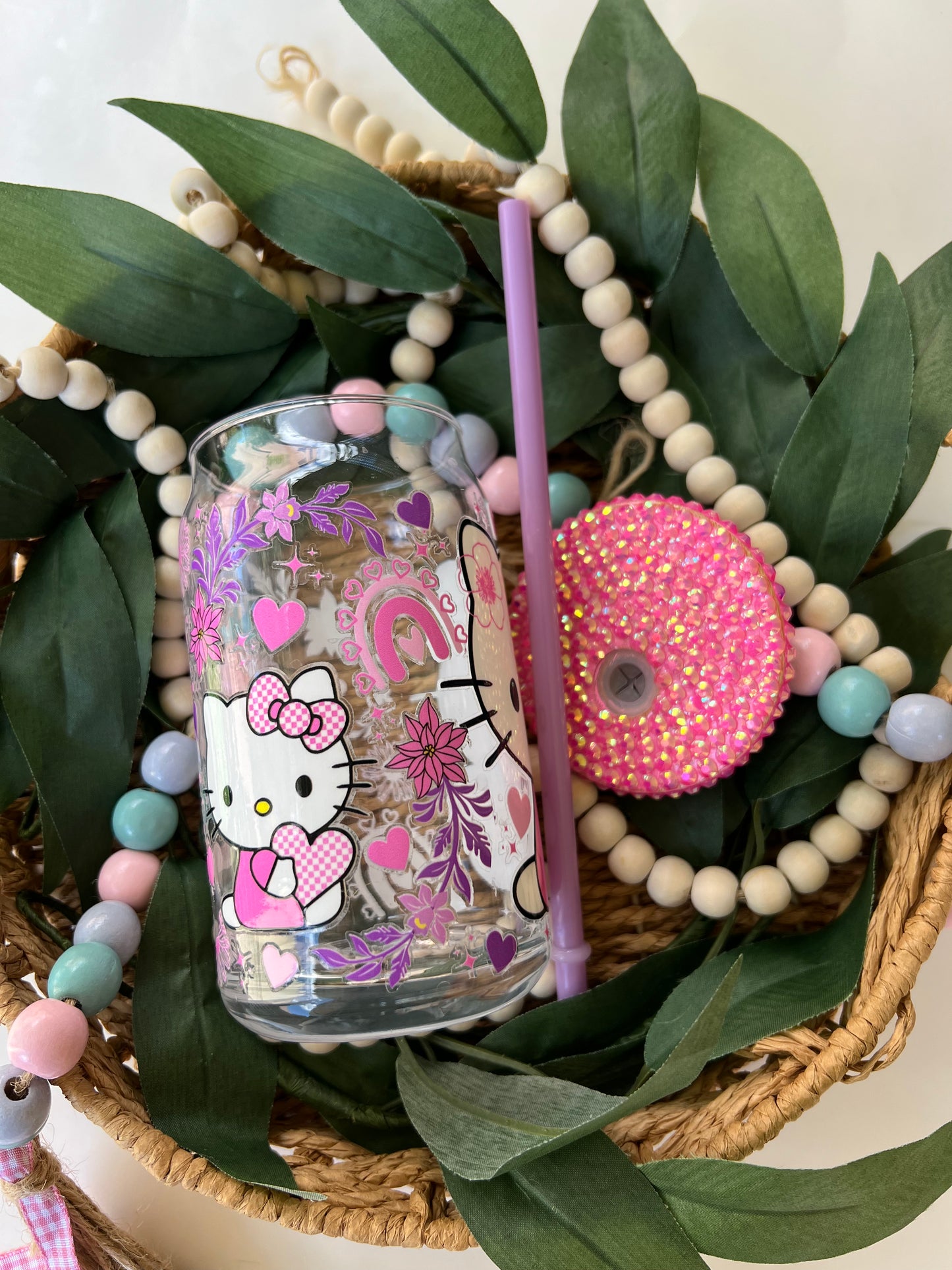 Spring HK Glass Can w/Bling Lid