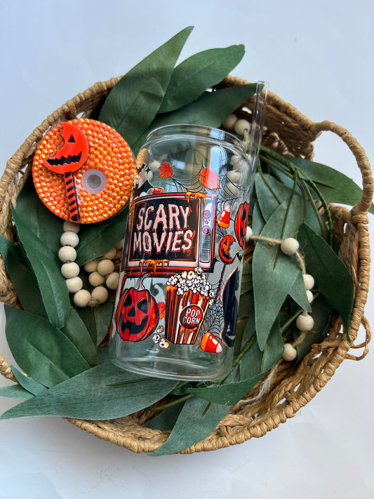 Scary Movies Glass Can w/Bling Lid