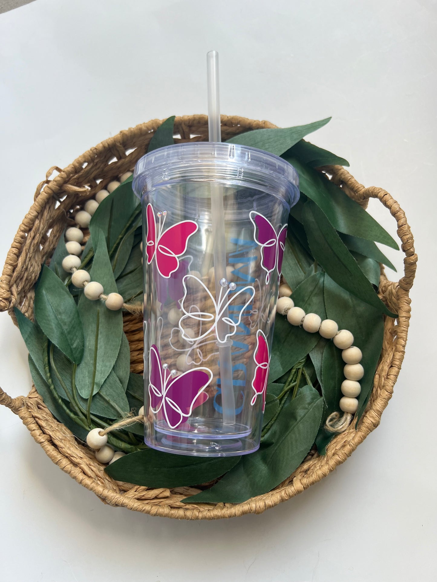 16oz Butterfly Clear Tumbler