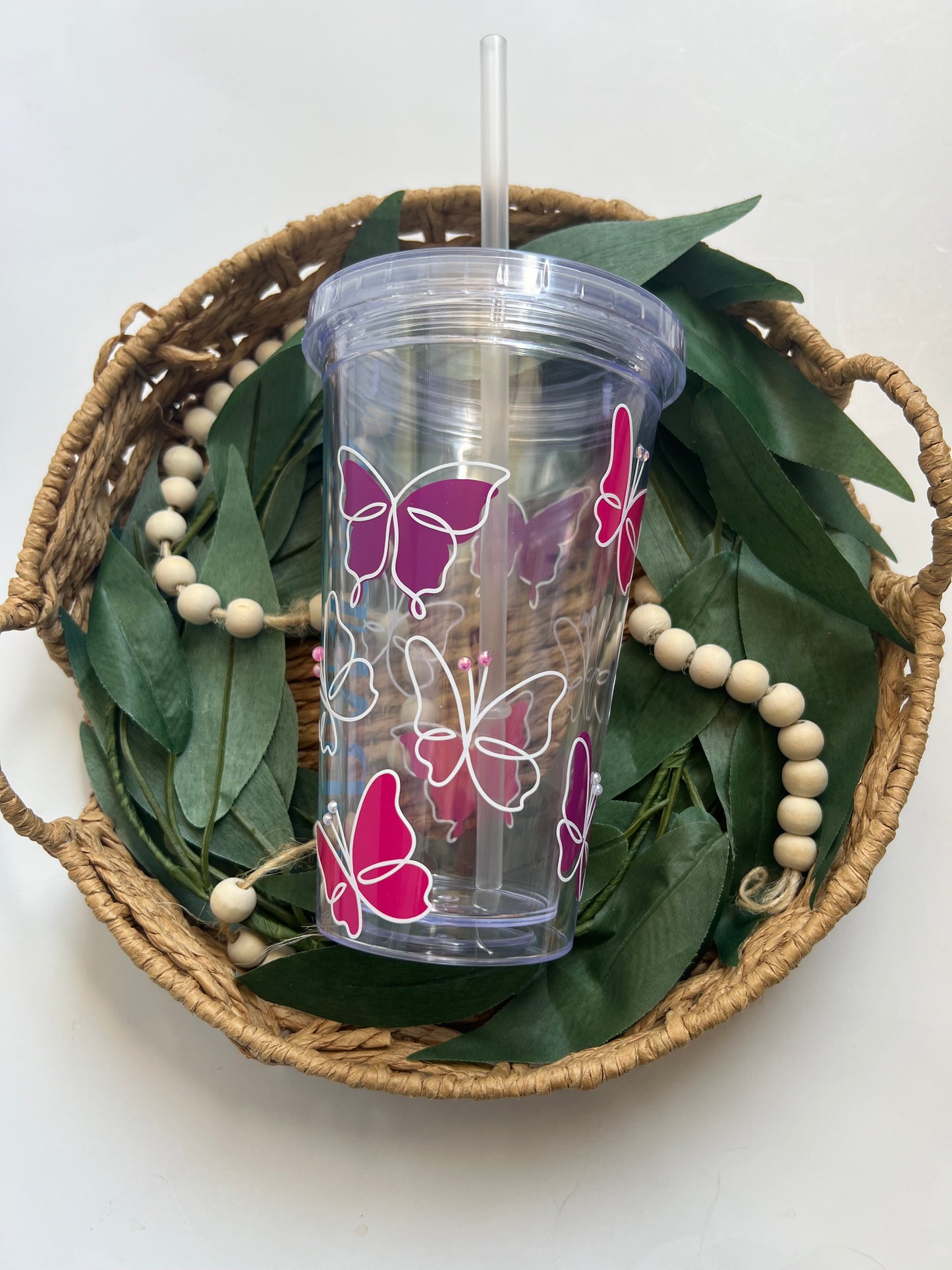 16oz Butterfly Clear Tumbler