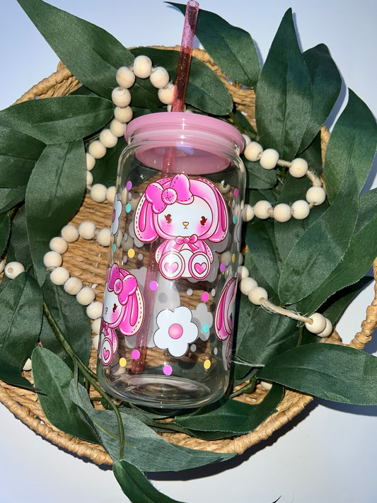 HK Bunnies Glass Can