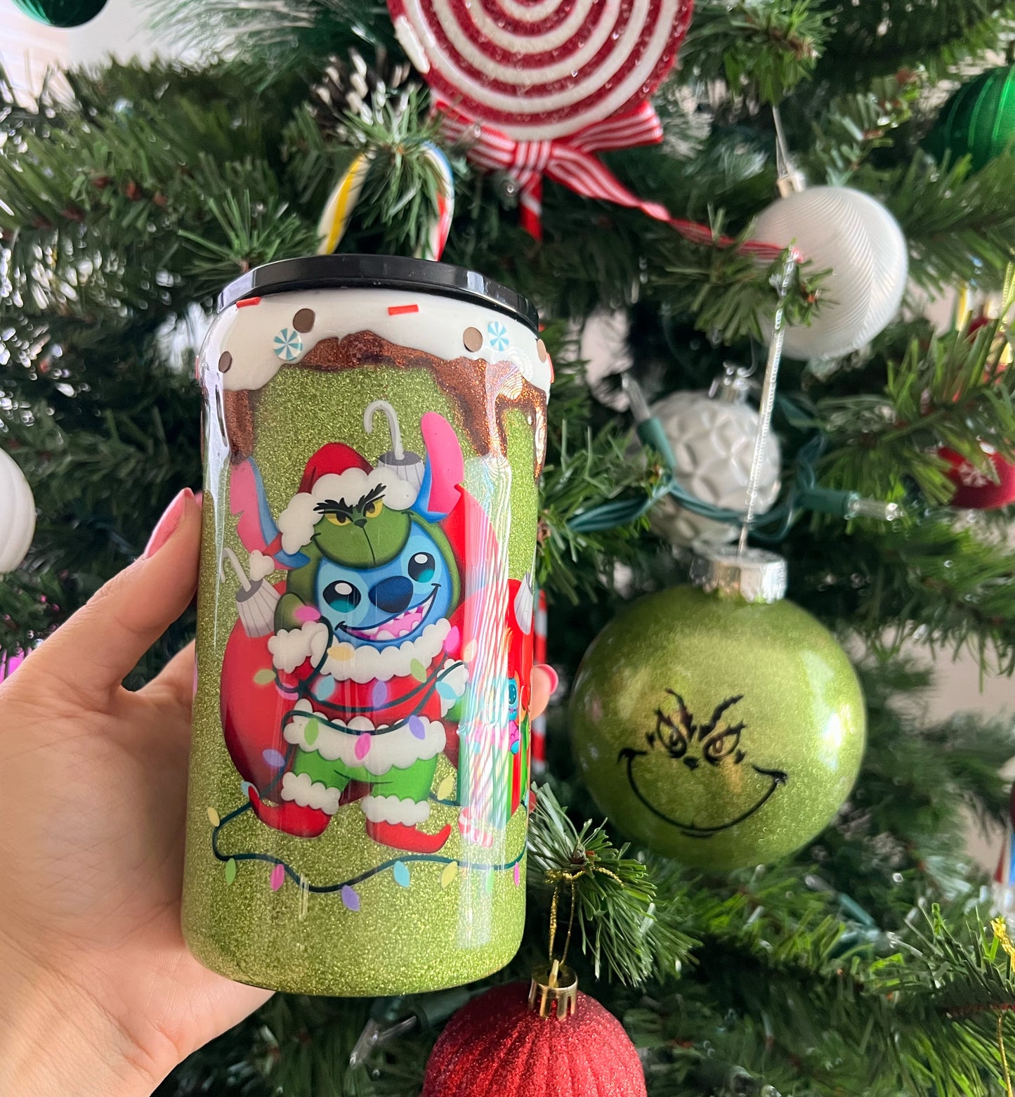 12oz Stitch Christmas Drip Tumbler